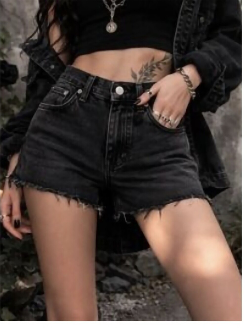 Madewell High-Waist Black Denim Cutoff Shorts